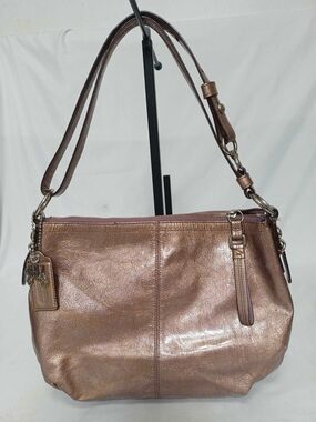 Coach Mia Metallic Rose Gold Leather 2-way Shoulder Bag
